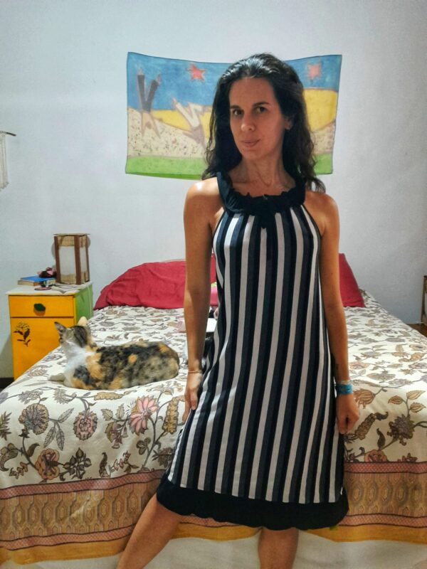 Vestido listrado preto e branco - tam P