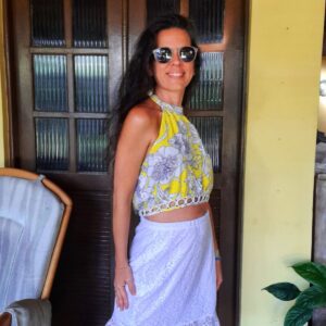 Top amarelo e branco – Cardigan – tam 38