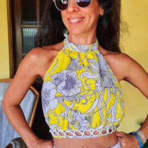 Top amarelo e branco – Cardigan – tam 38