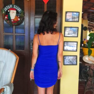 Vestido azul plissado – Shein – tam 38