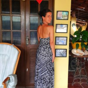 Vestido longo estampa preta – tam único