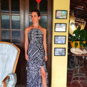 Vestido longo estampa preta – tam único