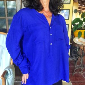 Camisa manga comprida azul – Mandi – tam G