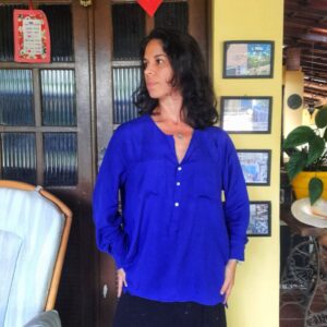 Camisa manga comprida azul – Mandi – tam G