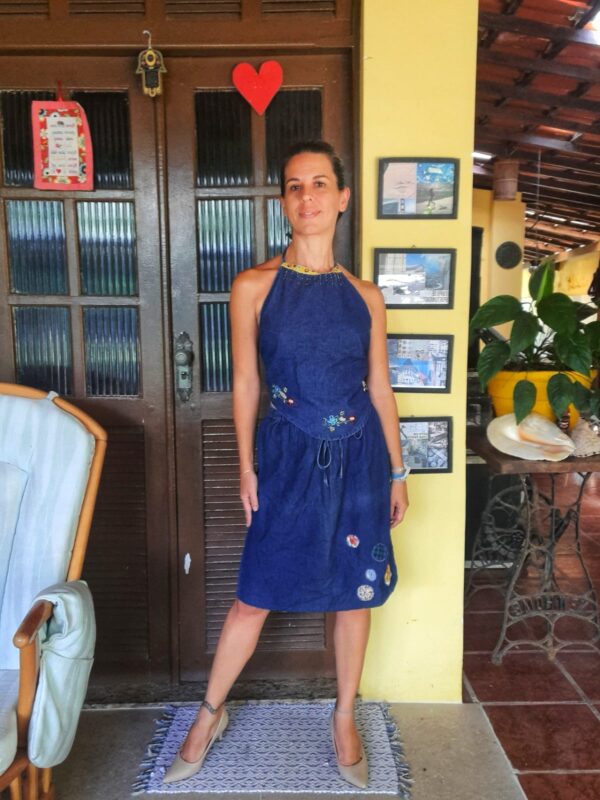 Conjunto jeans com bordado - Attitude - tam G