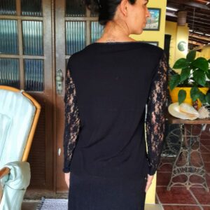 Blusa estampada manga comprida de renda – Think – tam M