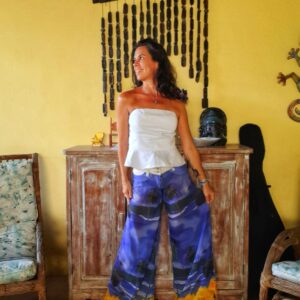 Calça estampa azul e transparencia -Limelight -tam P