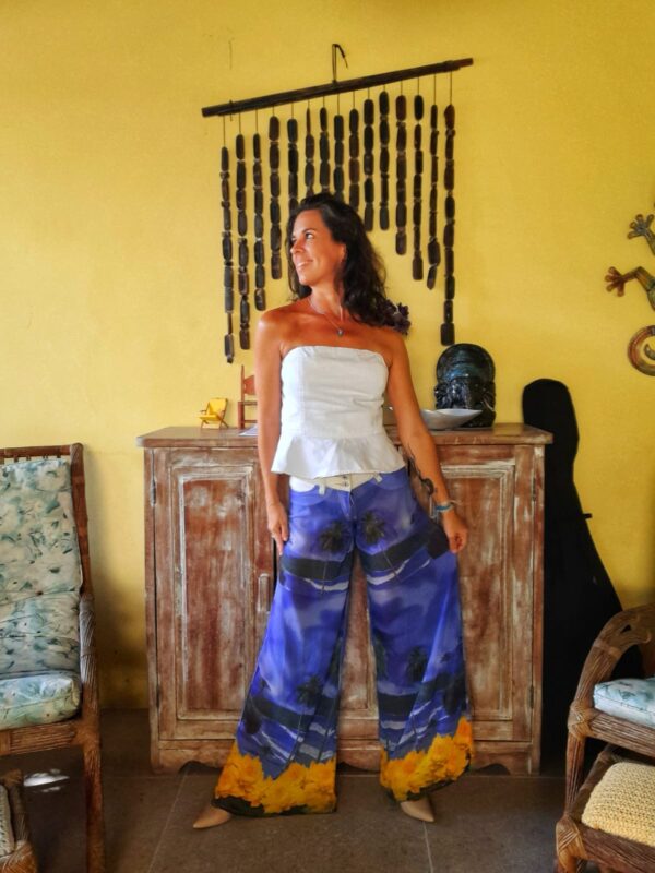 Calça estampa azul e transparencia -Limelight -tam P