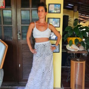 Conjunto branco de renda – saia e top – tam M