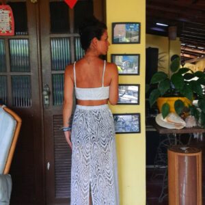 Conjunto branco de renda – saia e top – tam M