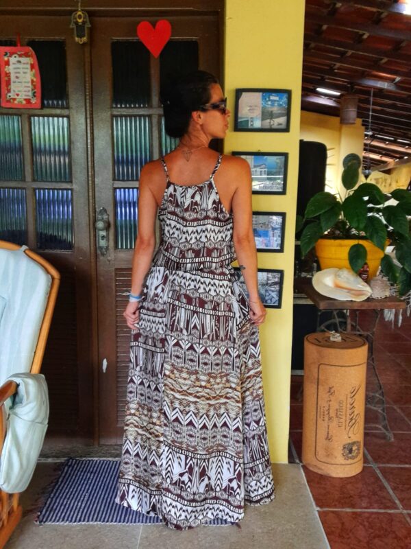 Vestido longo estampa marrom - Cambodja - tam P - Image 2