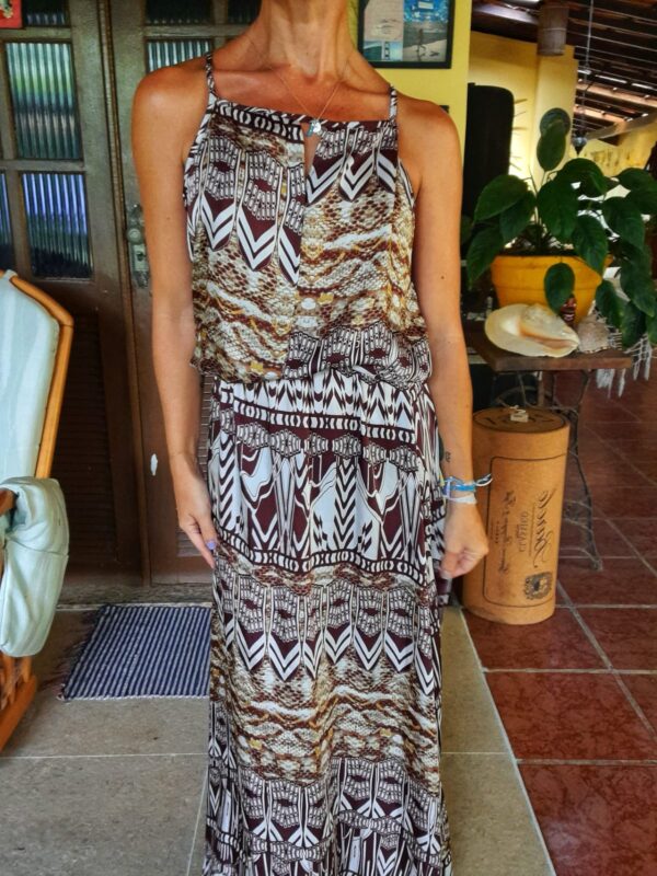 Vestido longo estampa marrom - Cambodja - tam P - Image 3