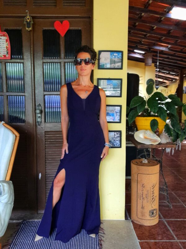 Vestido longo azul escuro - tam 40