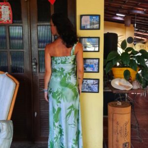 Vestido longo de festa estampa verde – Cambodja – tam P