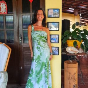 Vestido longo de festa estampa verde – Cambodja – tam P