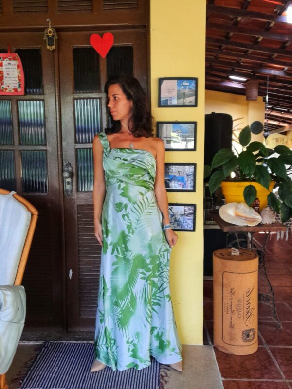 Vestido longo de festa estampa verde - Cambodja - tam P - Image 5
