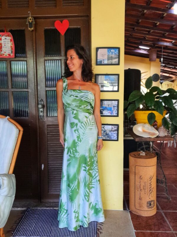 Vestido longo de festa estampa verde - Cambodja - tam P - Image 4