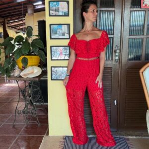 Macacão vermelho de renda – Nova Paran – tam G