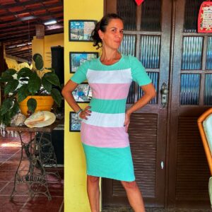 Vestido de tricô com clores claras – Mariaa Tricot – tam M