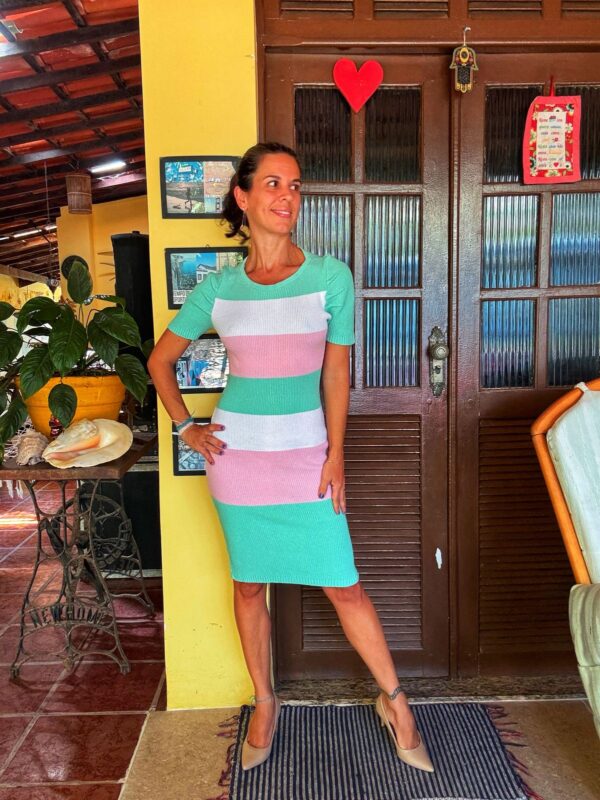 Vestido de tricô com clores claras - Mariaa Tricot - tam M - Image 5
