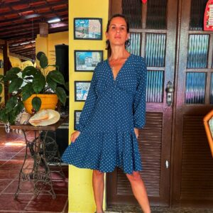 Vestido poá azul – Cossio – tam G