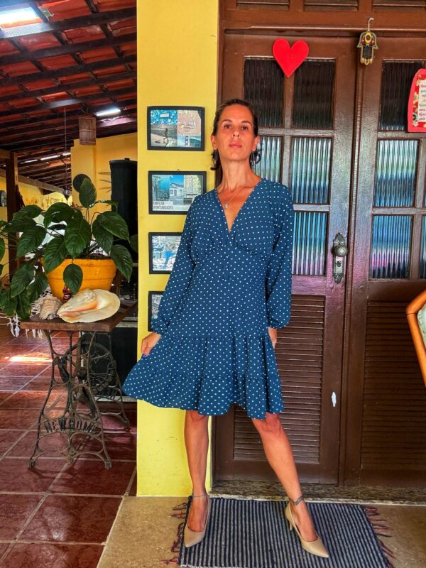 Vestido poá azul - Cossio - tam G