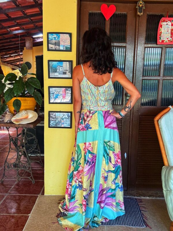 Vestido longo azul estampado com cinto - Maxima - tam M - Image 2