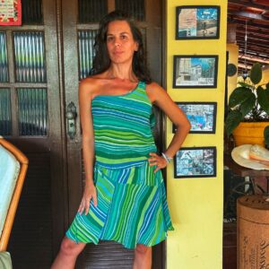 Conjunto listrado azul e verde – X Site – tam M