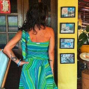 Conjunto listrado azul e verde – X Site – tam M