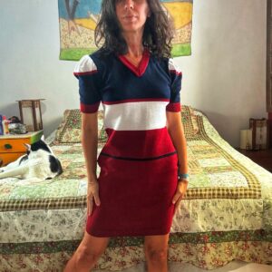 Vestido tecido quente colorido – OZF – tam M
