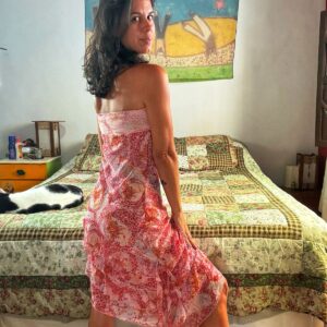 Vestido tomara que caia vermelho estampado – tam P