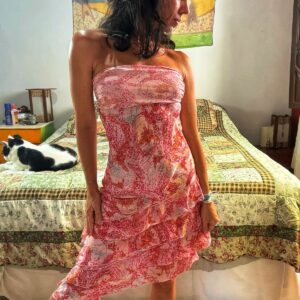 Vestido tomara que caia vermelho estampado – tam P