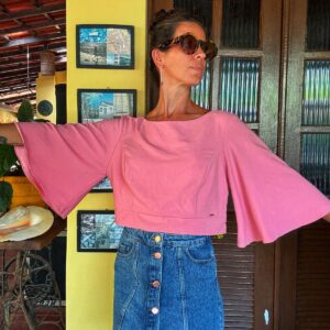 Blusa rosa com manga grande – Planet Girls – tam GG