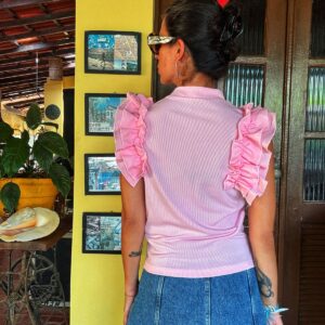 Blusa rosa com babado – Shein – tam M