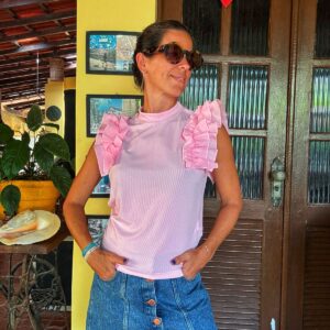 Blusa rosa com babado – Shein – tam M