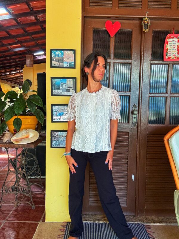 Camisa branca de renda - Simplee - tam M - Image 7