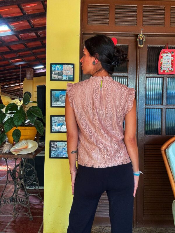Camisa rosa clara de renda - Simplee - tam M - Image 2