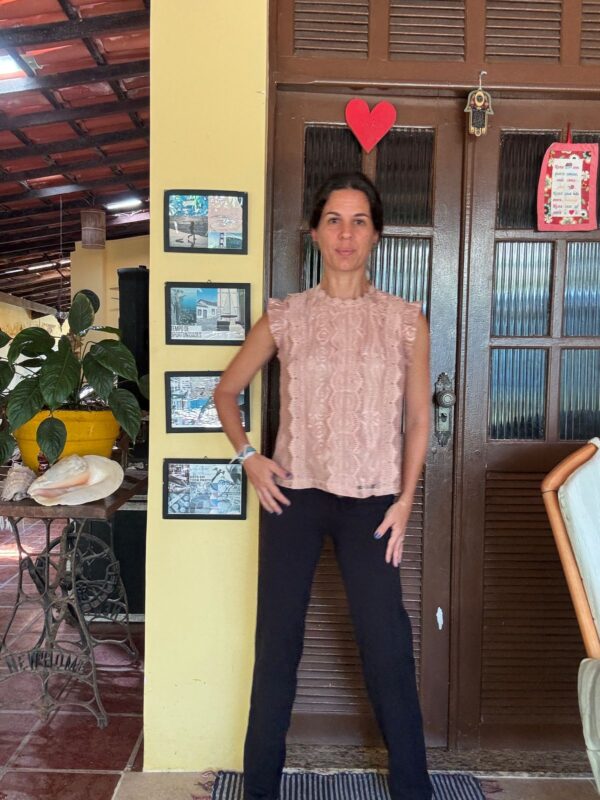 Camisa rosa clara de renda - Simplee - tam M - Image 3