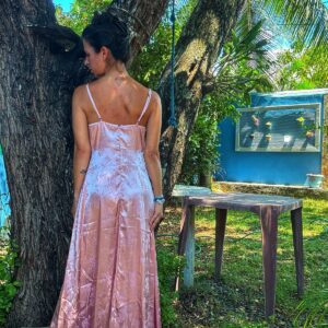 Vestido longo rosa – Shein – tam P
