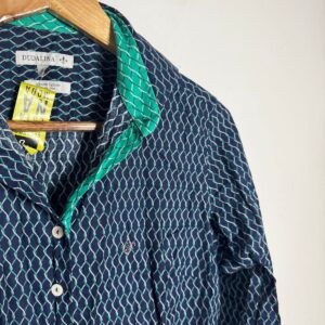 Camisa estampada azul escuro de algodão egípcio – Dudalina – tam 38