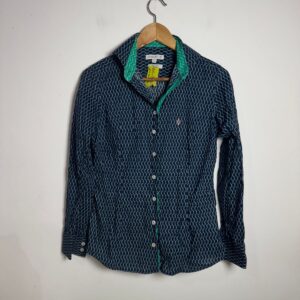 Camisa estampada azul escuro de algodão egípcio – Dudalina – tam 38