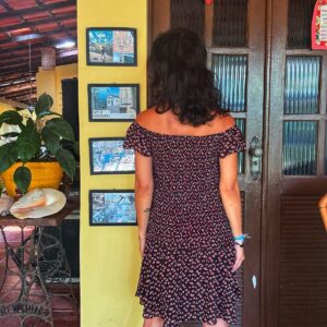 Vestido ciganinha preto estampado – Le fix – tam G