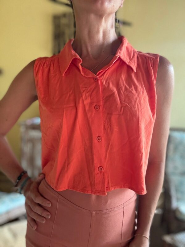 Blusa laranja sem manga - For You - tam M