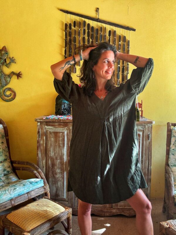 Vestido linen blend verde - Cynthia Rowley - tam P *NOVO*