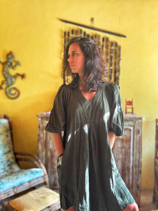 Vestido linen blend verde - Cynthia Rowley - tam P *NOVO* - Image 6
