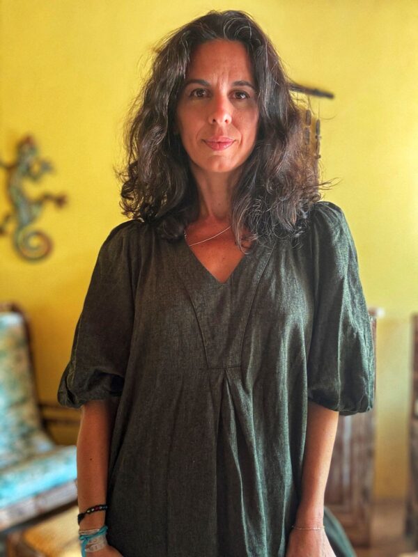 Vestido linen blend verde - Cynthia Rowley - tam P *NOVO* - Image 3