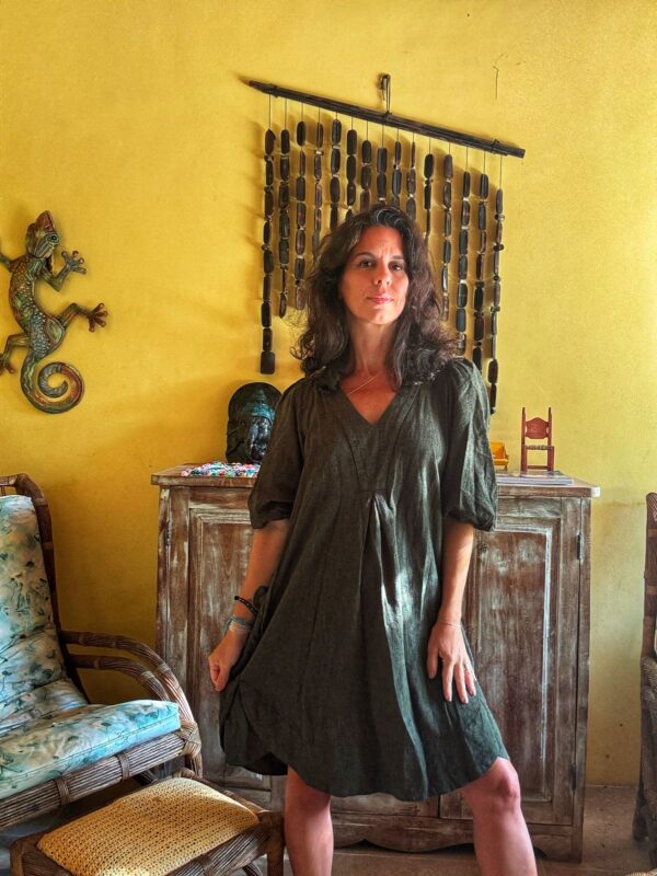 Vestido linen blend verde - Cynthia Rowley - tam P *NOVO* - Image 4