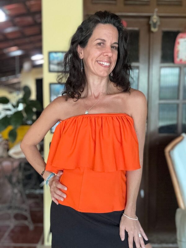 Blusa laranja tomara que caia - Zara - tam M *NOVO* - Image 3