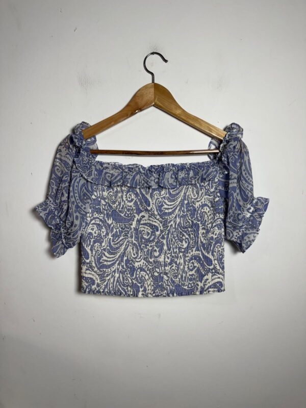 Blusa ciganinha azul e branca - Express - tam P *NOVO* - Image 3