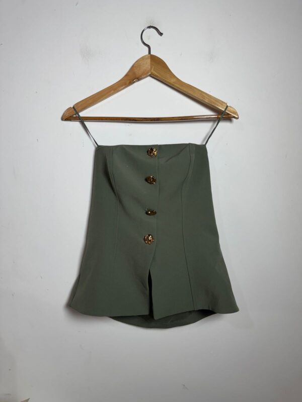 Blusa verde tomara que caia com botões dourados - Express - tam P *NOVO*
